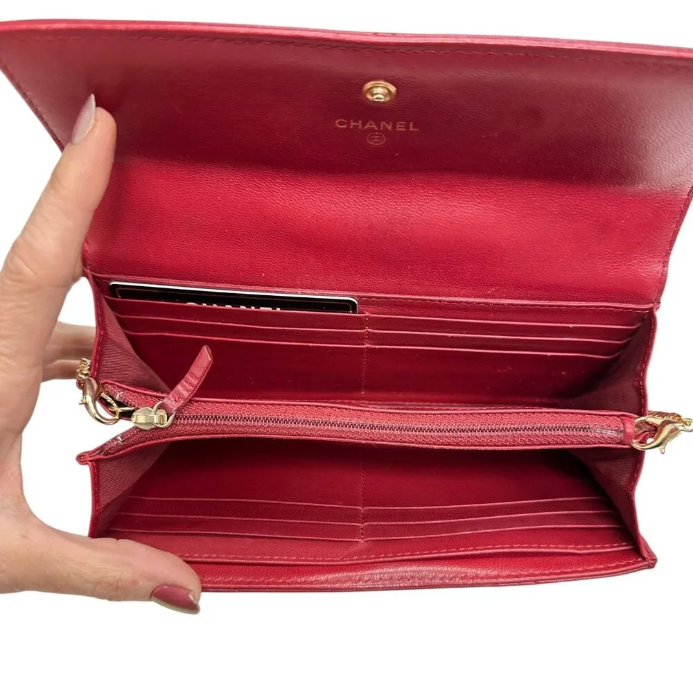 CHANEL 19 Red Goatskin Large Quilt Long Flap Wallet - Picture 8 of 8